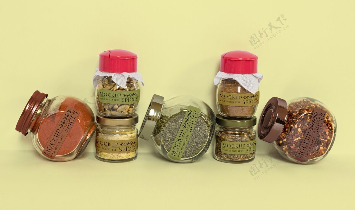 标签收集标签罐与香料包装香料设置