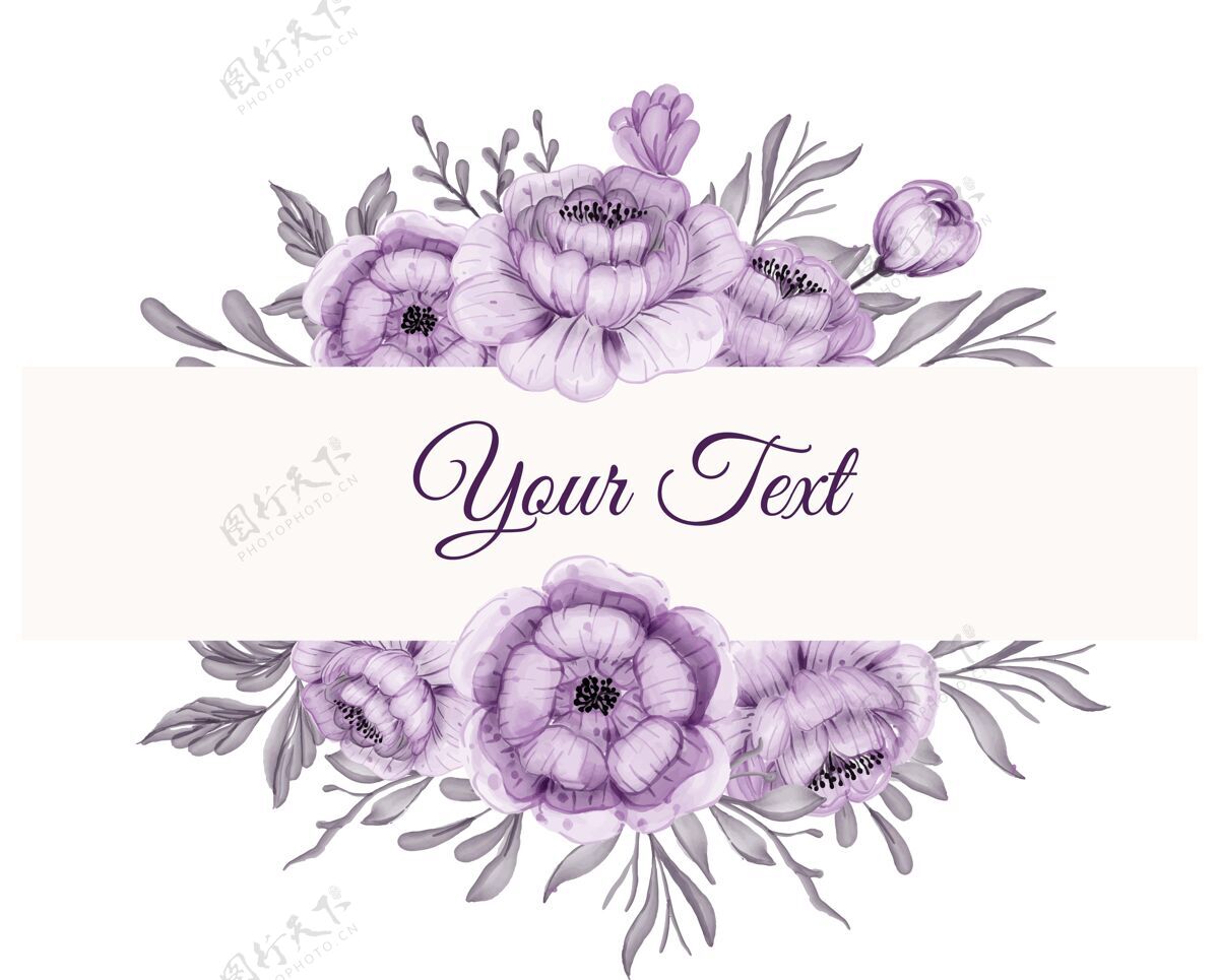 构图美丽的花与美丽的花紫色叶子框架优雅庆典叶子