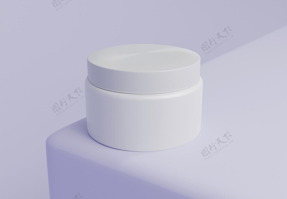 美容高角度奶油容器放在桌子上容器模型品牌