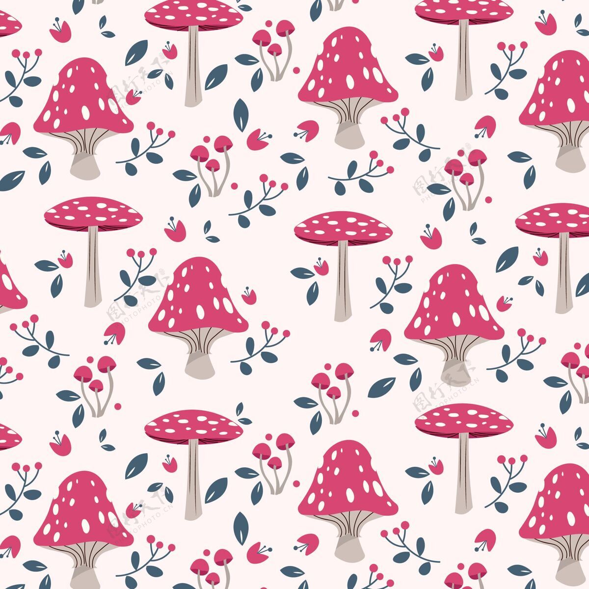 纹理手绘粉色蘑菇图案装饰品图案重复