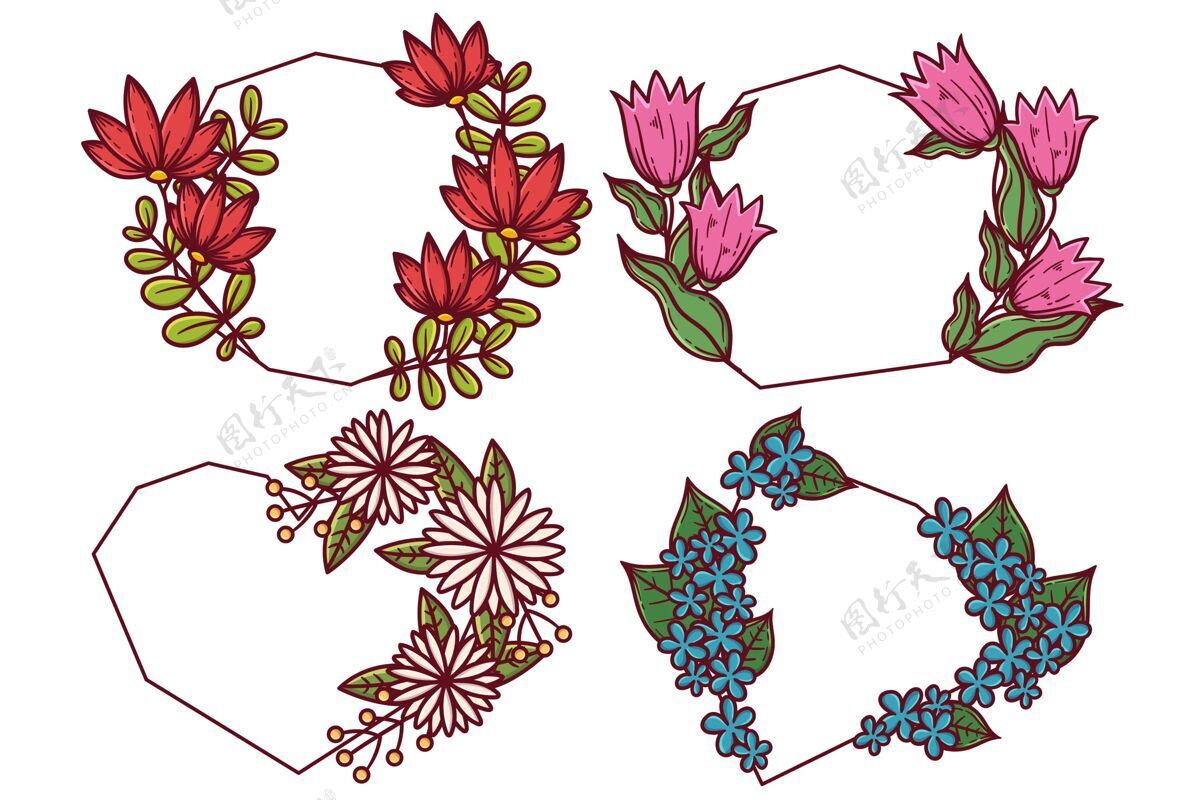 设置手绘花架系列花卉花卉框架开花
