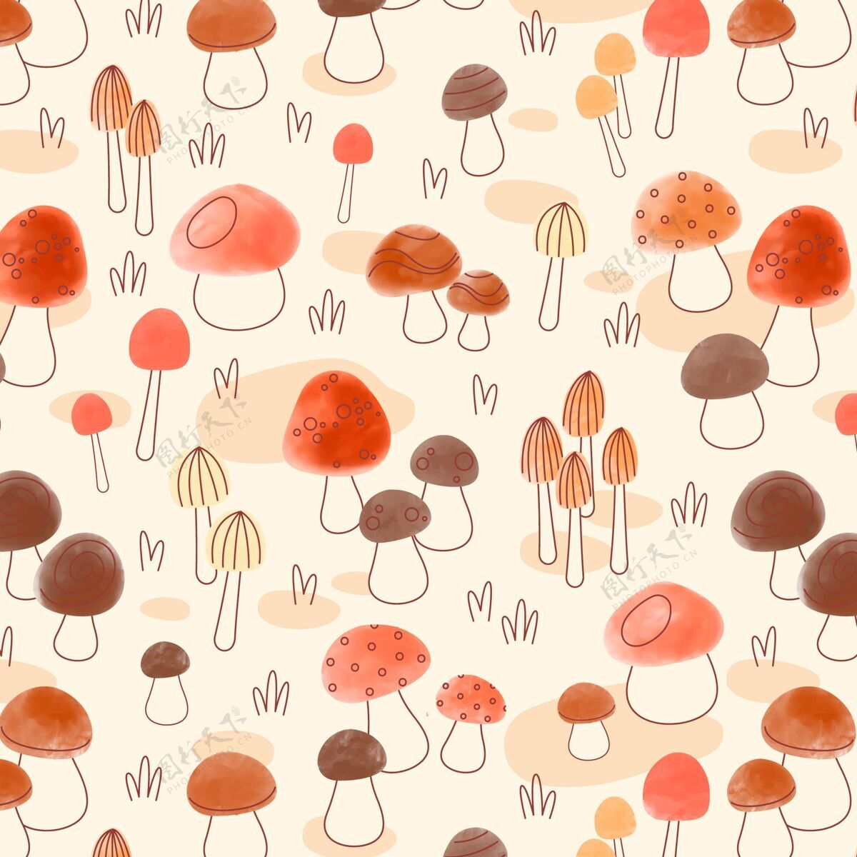 蘑菇手绘蘑菇图案墙纸蘑菇背景蘑菇墙纸