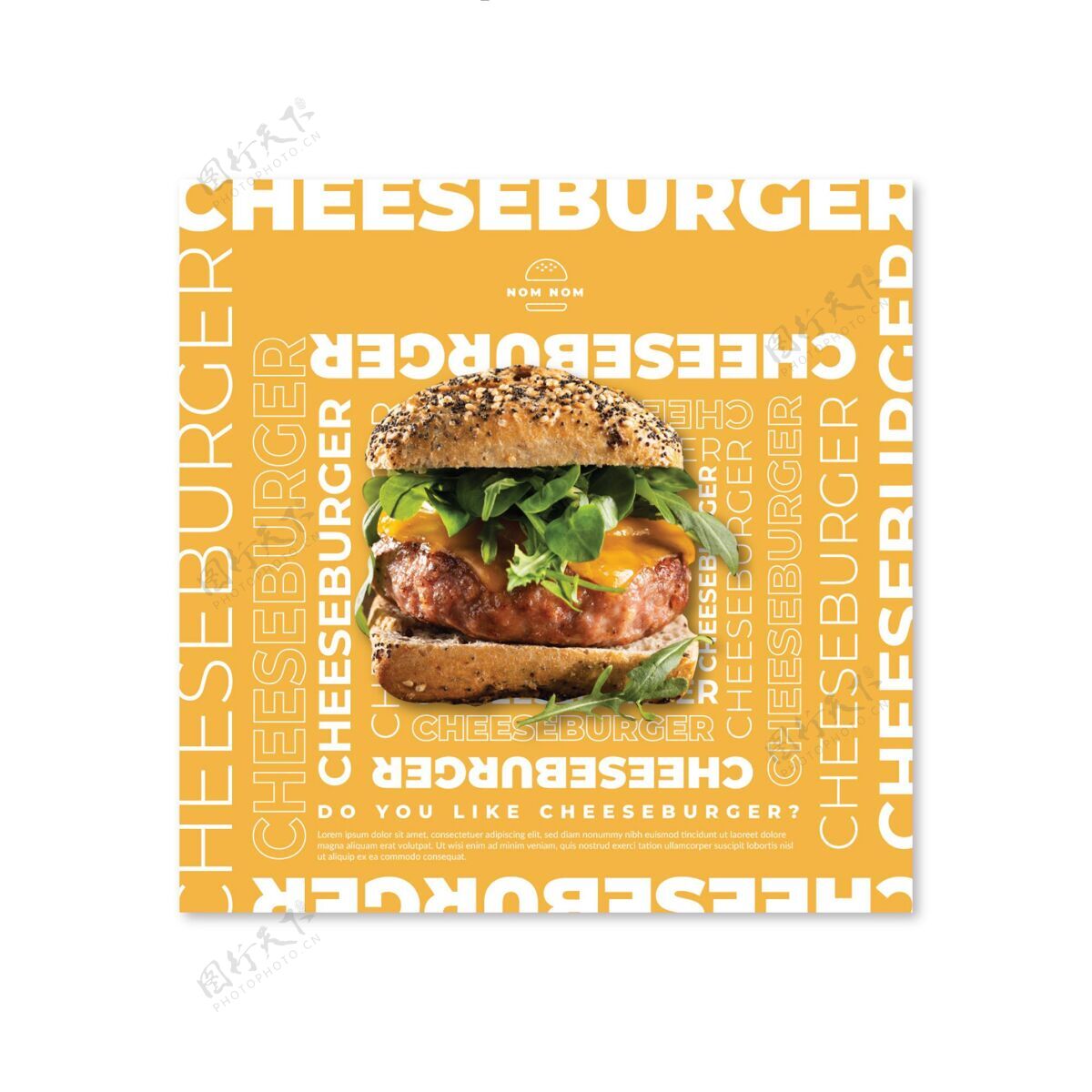 厨房美国食品传单模板与汉堡照片食品美国食品烹饪
