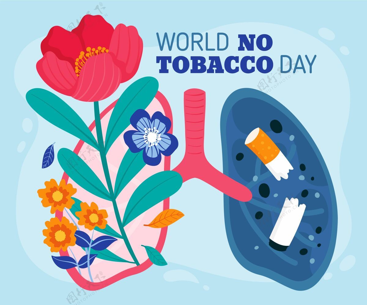 吸烟手绘世界无烟日插画国际5月31日世界无烟日