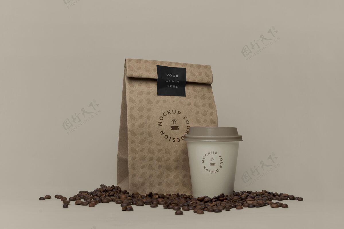 商标纸袋咖啡模型咖啡模型塑料杯咖啡