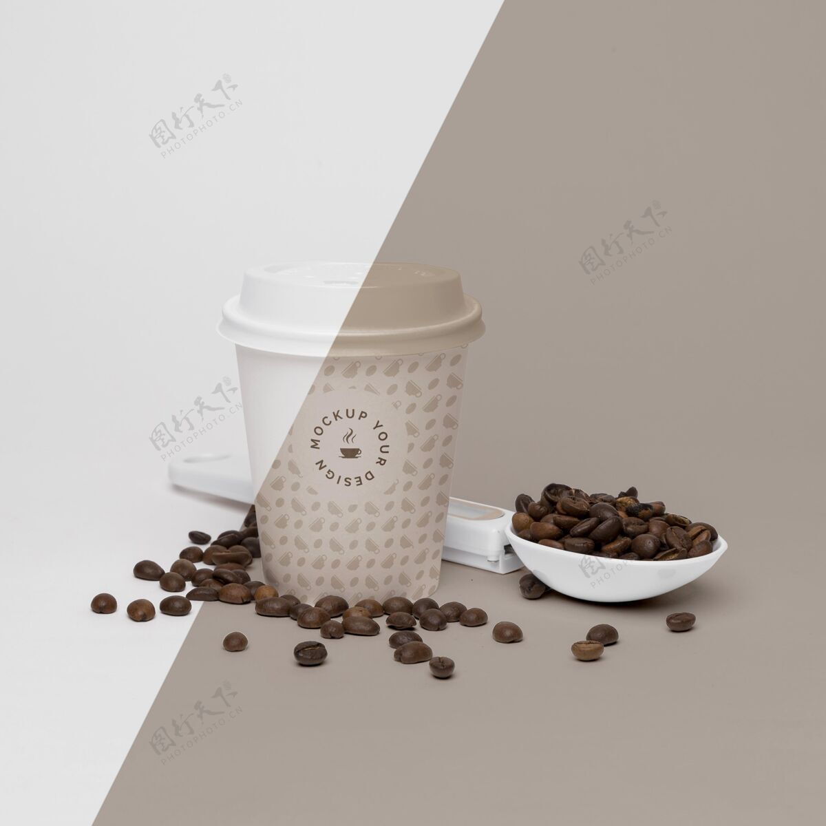 商标咖啡豆塑料杯咖啡模型模型咖啡豆
