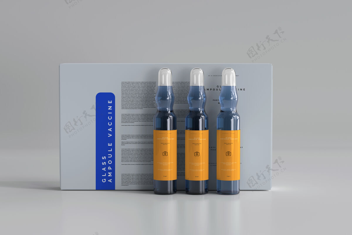 液体玻璃安瓿和盒子模型药品药品包装