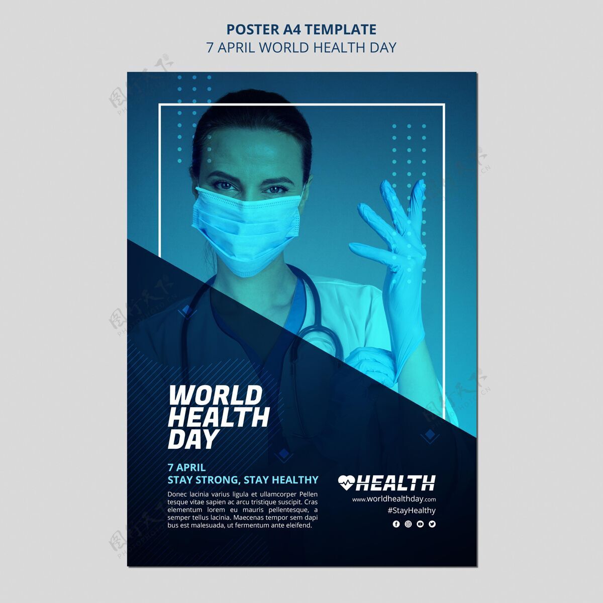 传单世界卫生日传单模板与照片世界卫生日健康专业人士医疗保健