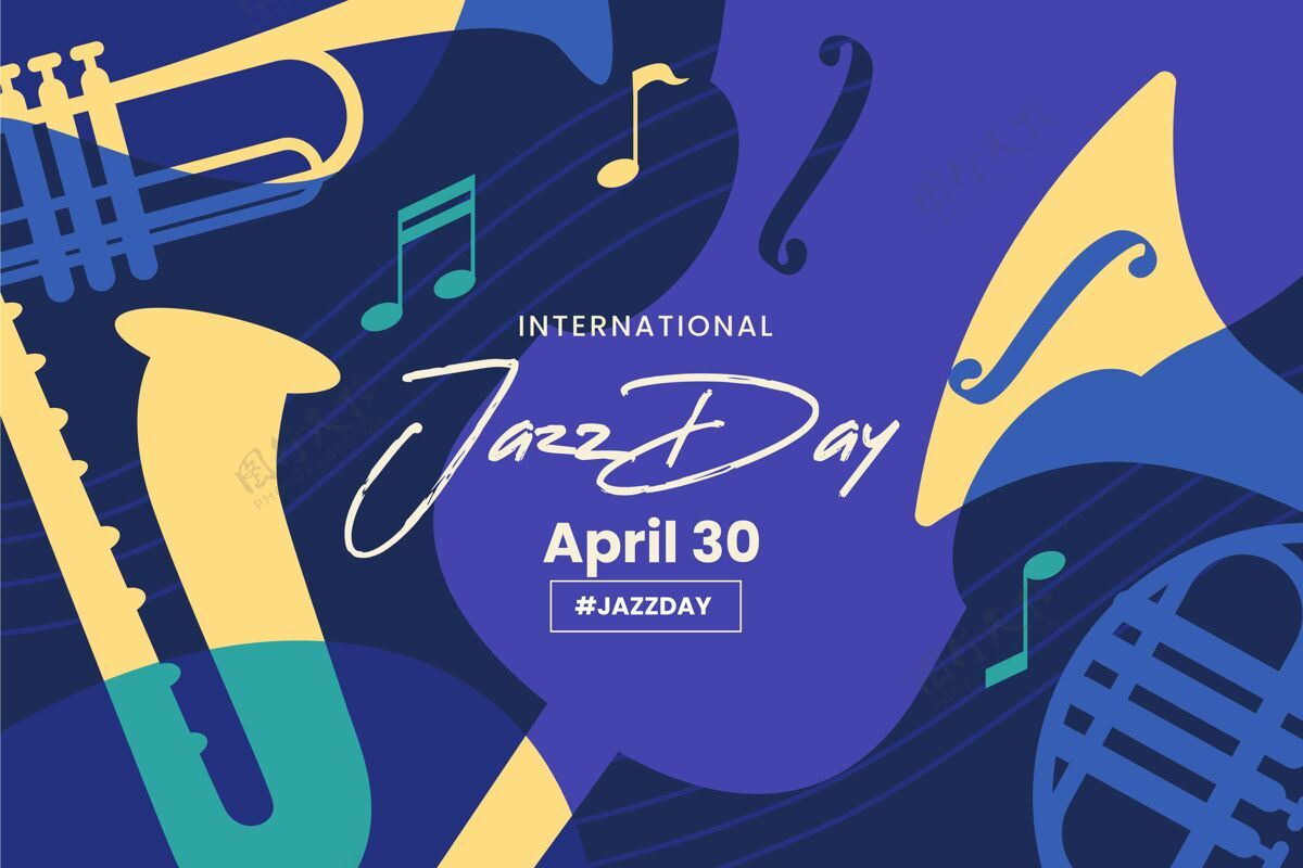 声音平面国际爵士日插画文化国际爵士乐日爵士乐日