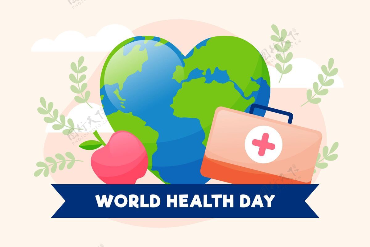 健康平面世界卫生日庆祝插画健康助理医学平面设计