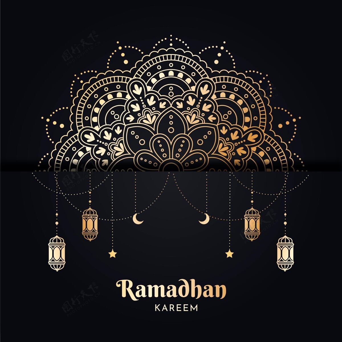 斋月平面斋月卡里姆插图平面设计阿拉伯语宗教