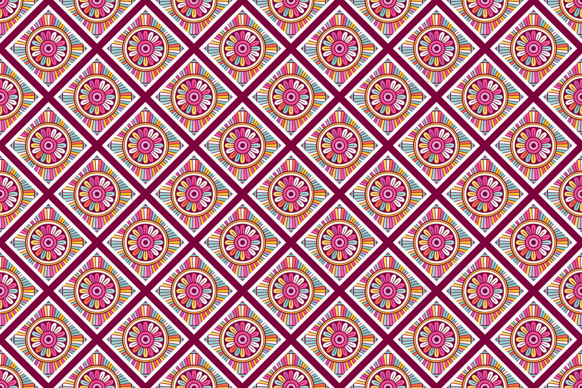 阿拉伯几何无缝图案 圆形元素曼荼罗圆圈壁纸