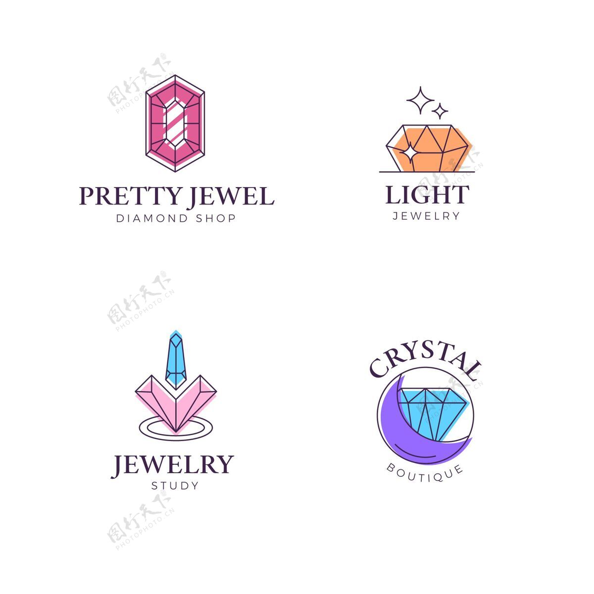 珠宝线性平面设计珠宝标志系列公司企业标识公司标识