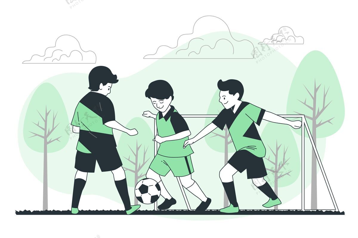 比赛青少年足球概念图人孩子足球