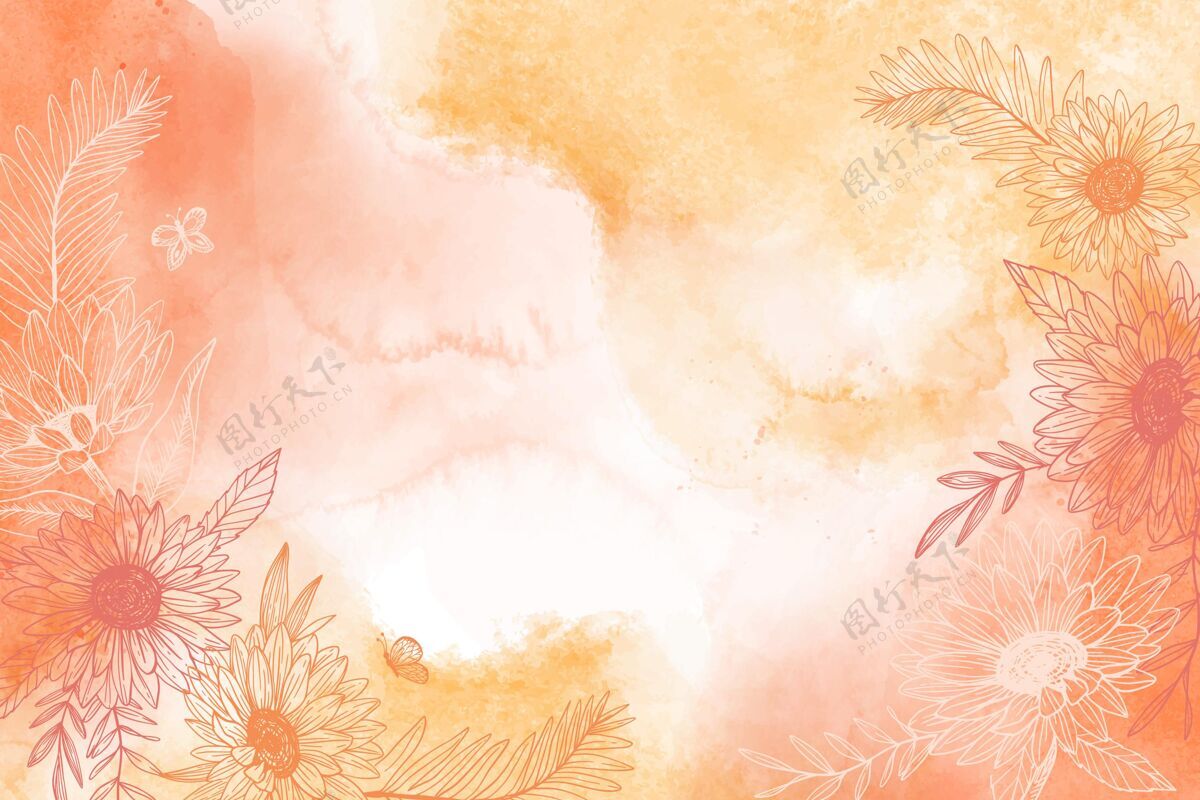 墙纸水彩背景与手绘元素水彩花卉花卉