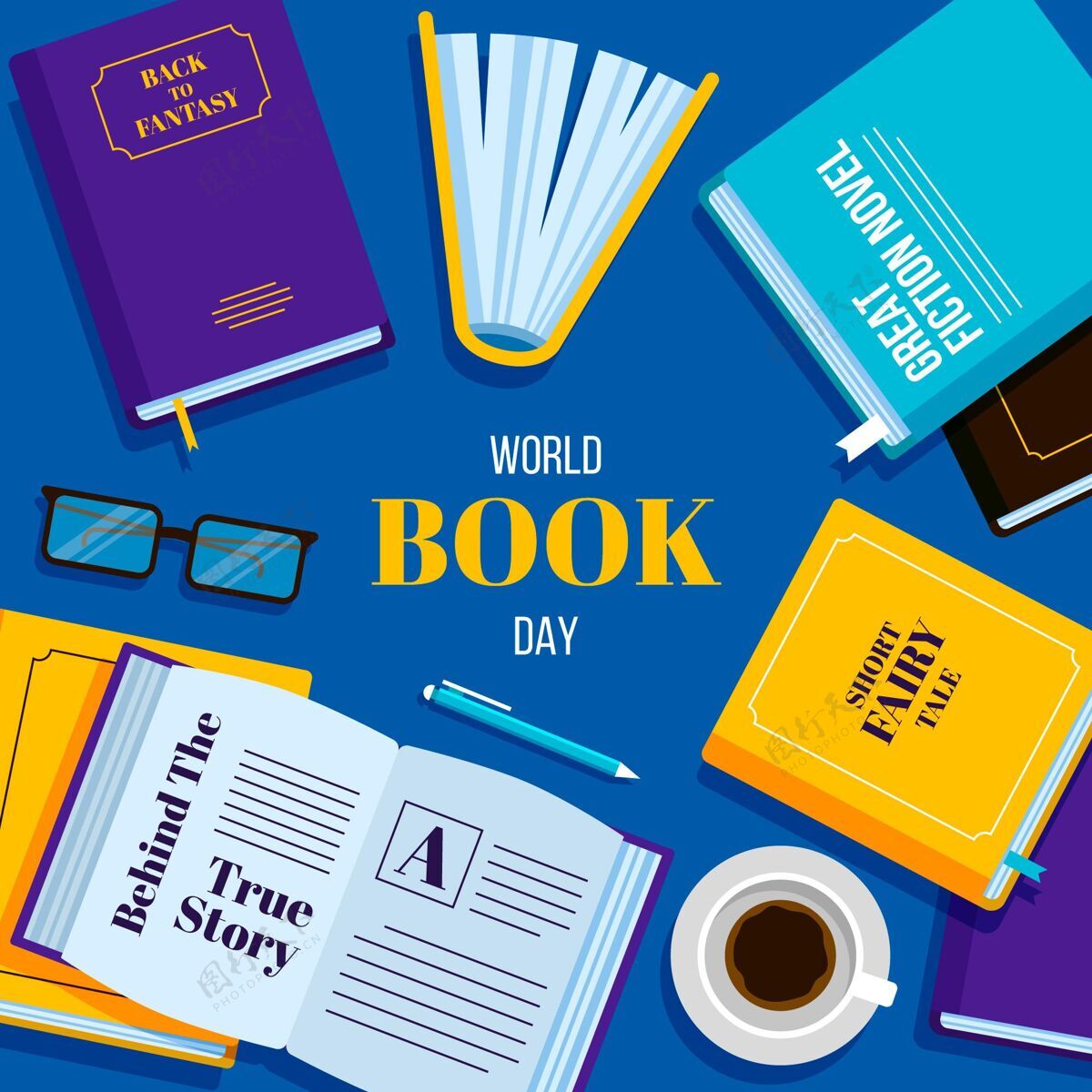 图书日平面设计世界读书日书籍世界图书日假日