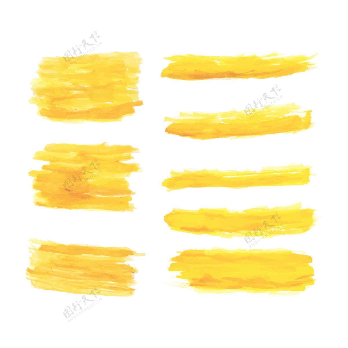 黄色手工水彩笔画套装纹理笔划元素