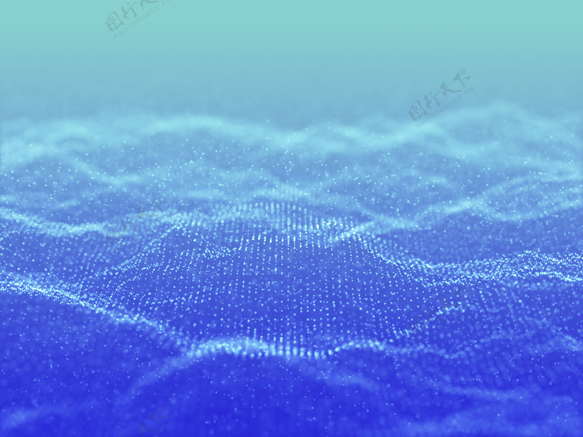技术三维渲染一个抽象的背景与网络粒子设计运动现代波