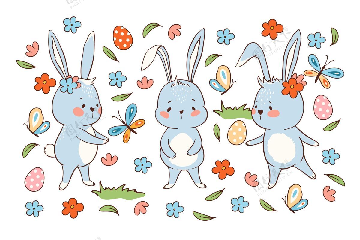 兔子手绘复活节兔子系列可爱插图收集