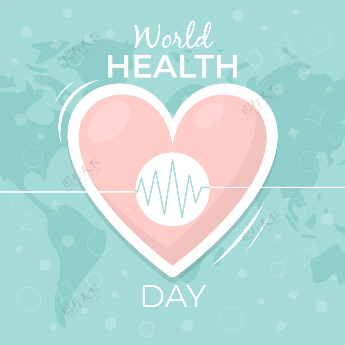 插图世界卫生日用心插画心脏国际世界卫生日