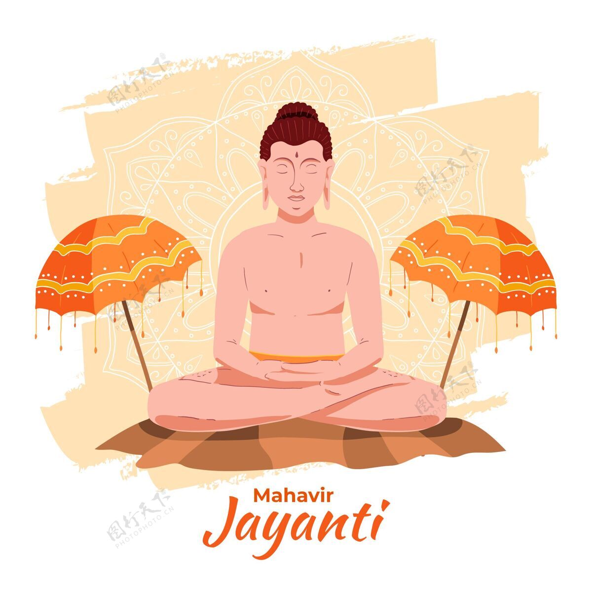 宗教手绘玛哈维·贾扬蒂插图印度节日手绘