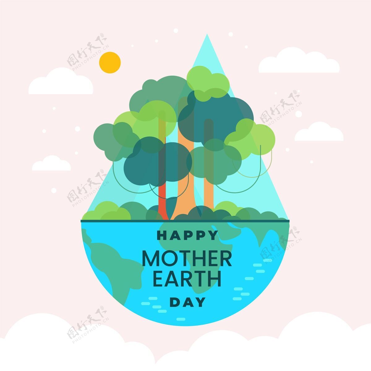 保护地球母亲节插画四月地球母亲日保护
