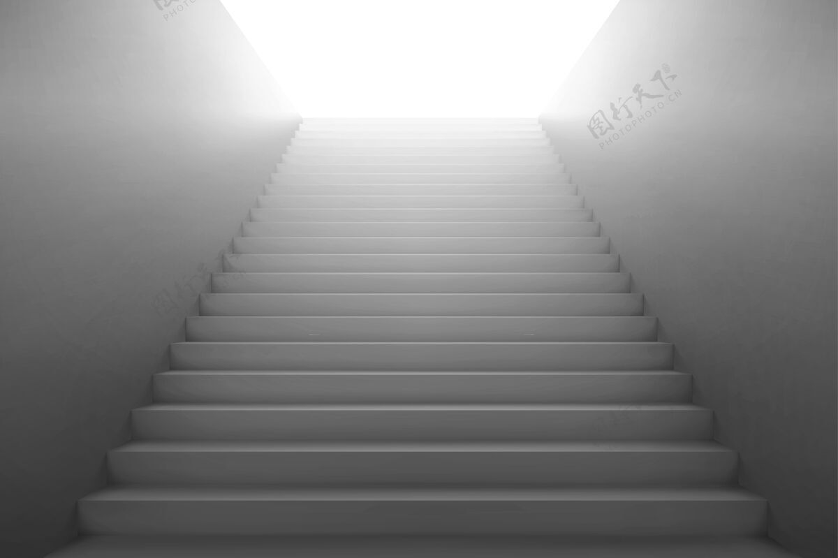 建筑3d楼梯将变亮 白色楼梯带空白侧墙死亡阴影空白