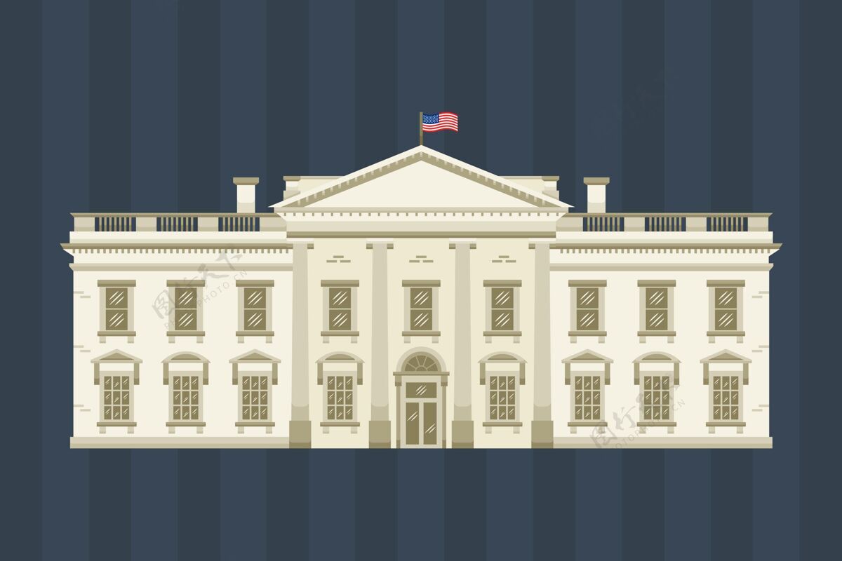 美国白宫平面设计插画行政美国公寓