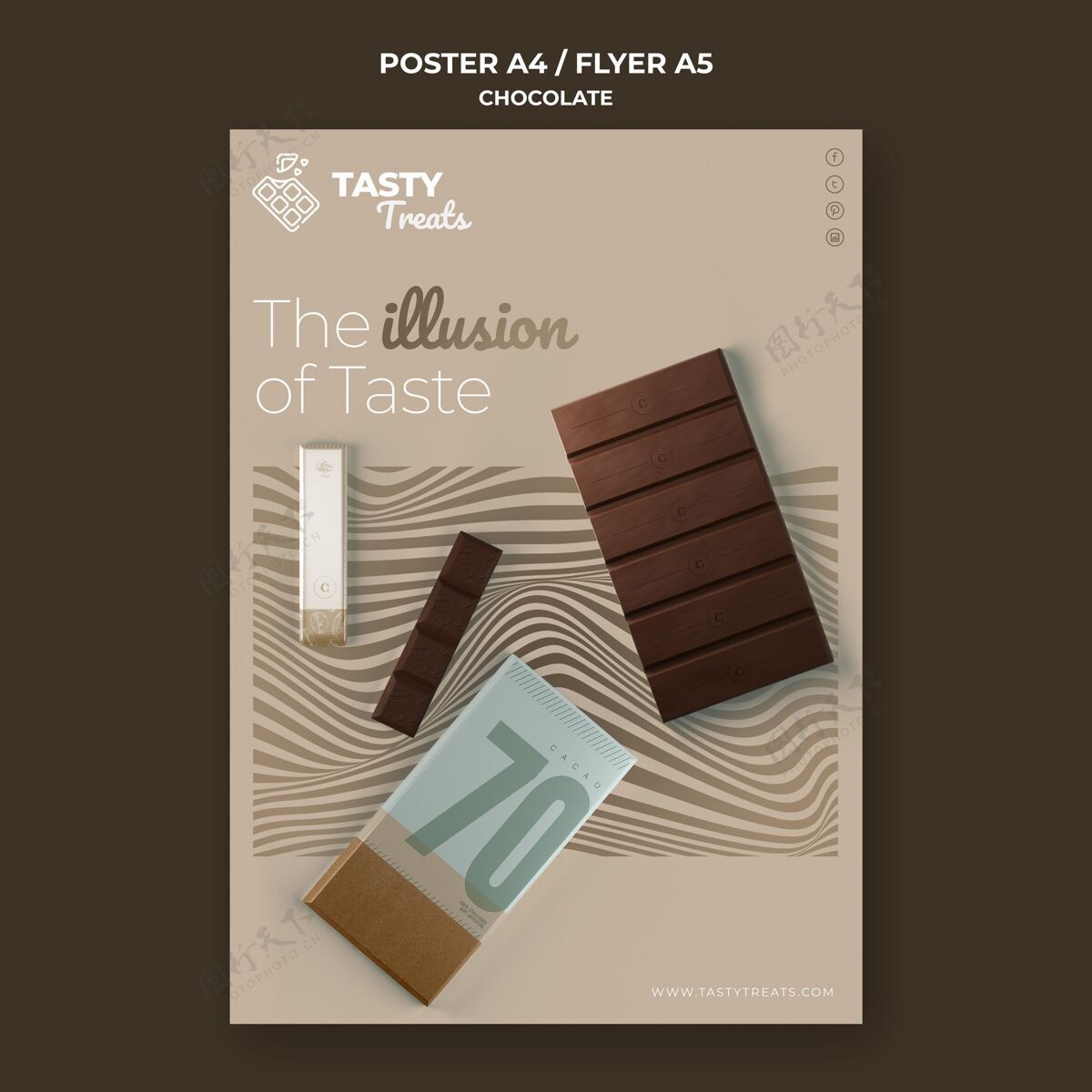 零食巧克力垂直海报巧克力棒传单垂直