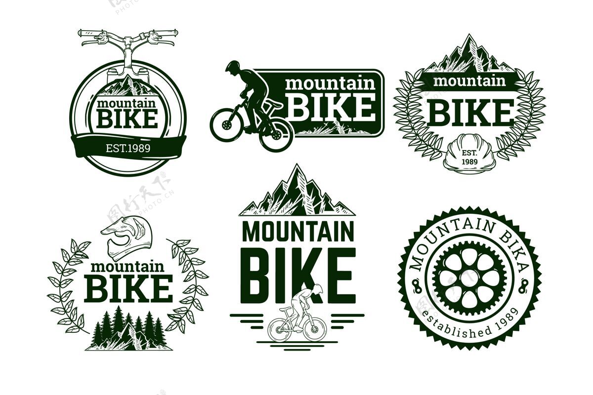 标志模板手绘自行车标志收集徽章收集标志
