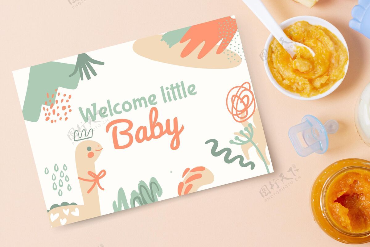 新生儿抽象画孩子般的婴儿卡出生公告婴儿卡
