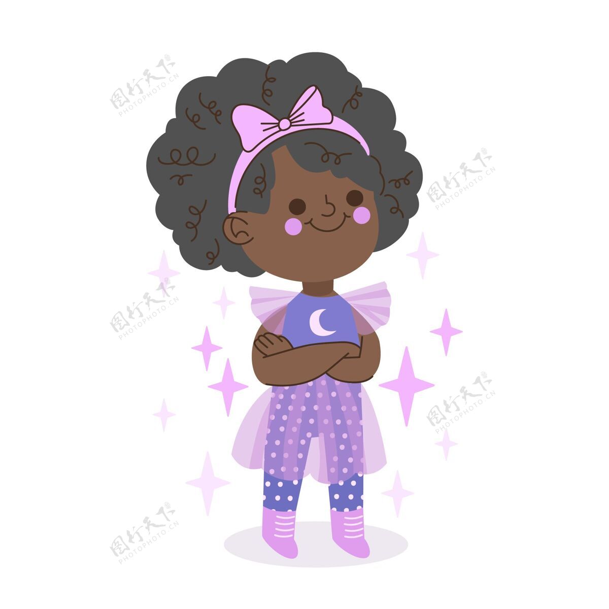 黑人女孩卡通黑女孩在仙女服装插图非洲裔美国人年轻青年