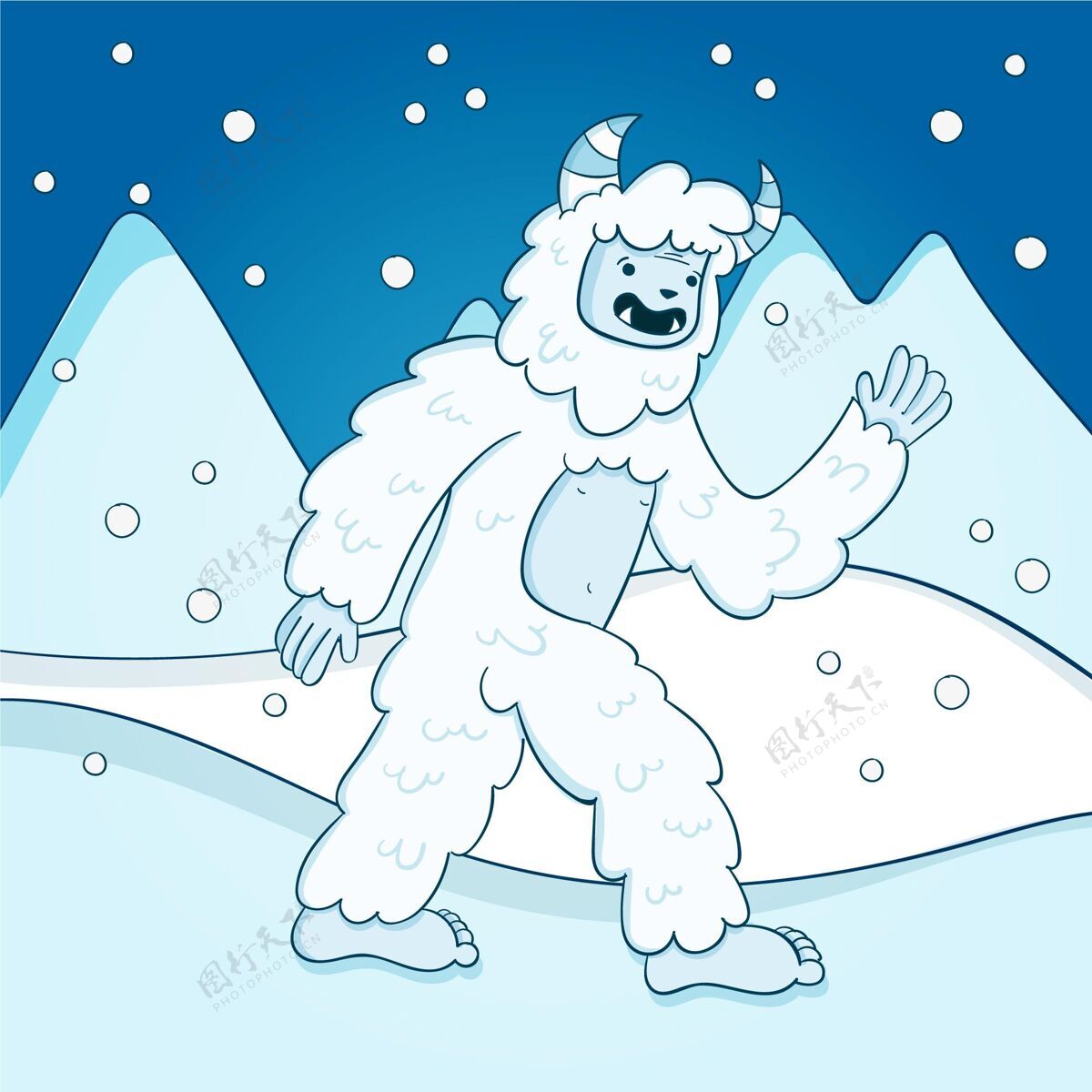 雪人手绘雪人可恶雪人插图生物插图怪物