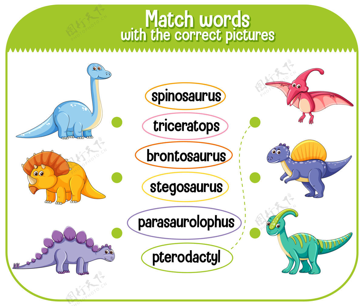 图片把单词和正确的恐龙图片搭配起来青少年生物游戏