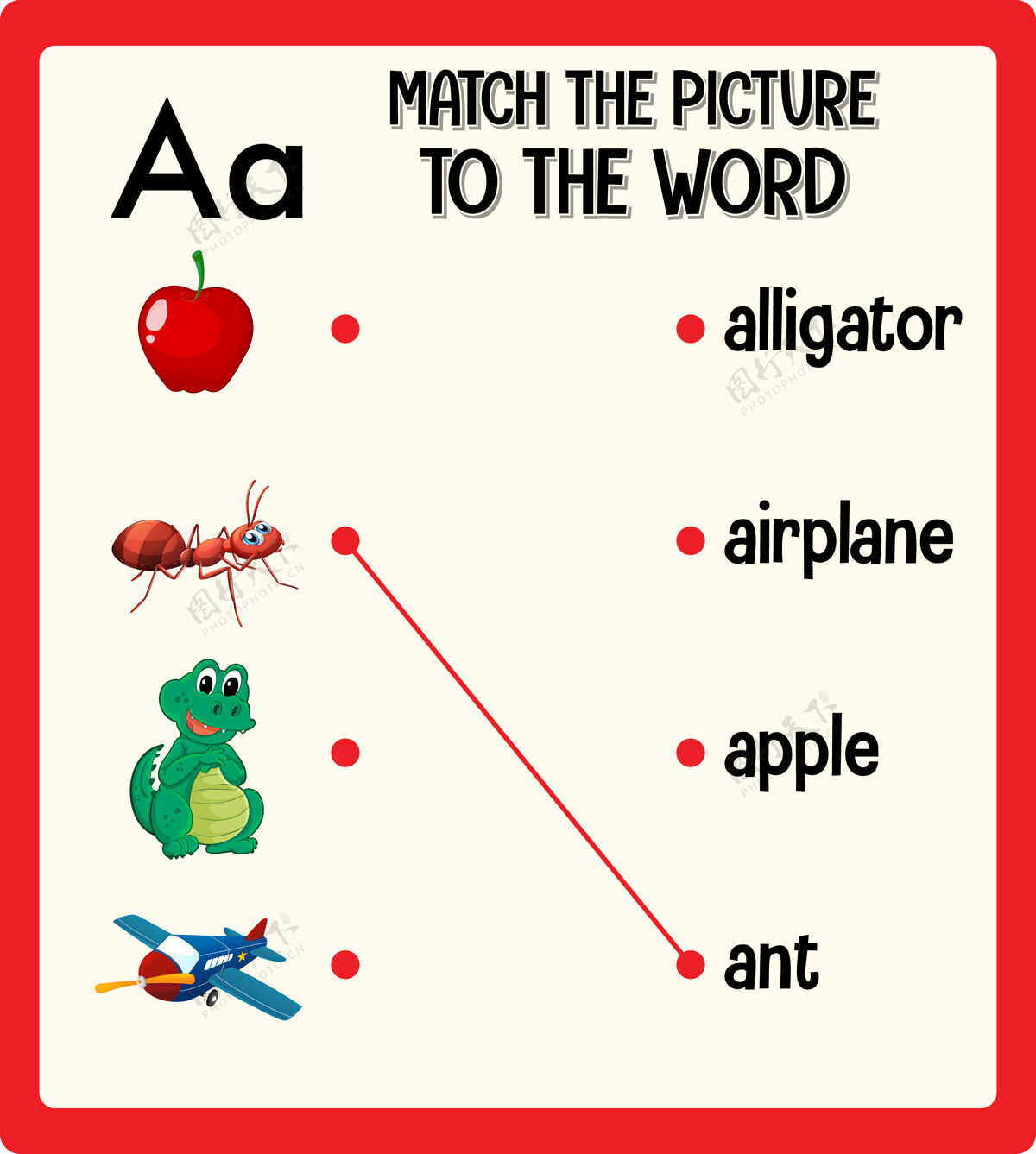 语言将图片与儿童单词工作表匹配动作孩子游戏
