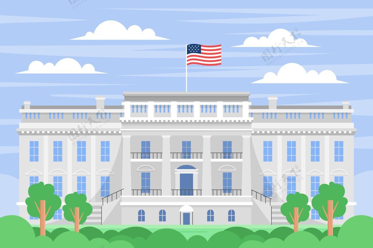 房子白宫建筑插图美国插图工作场所