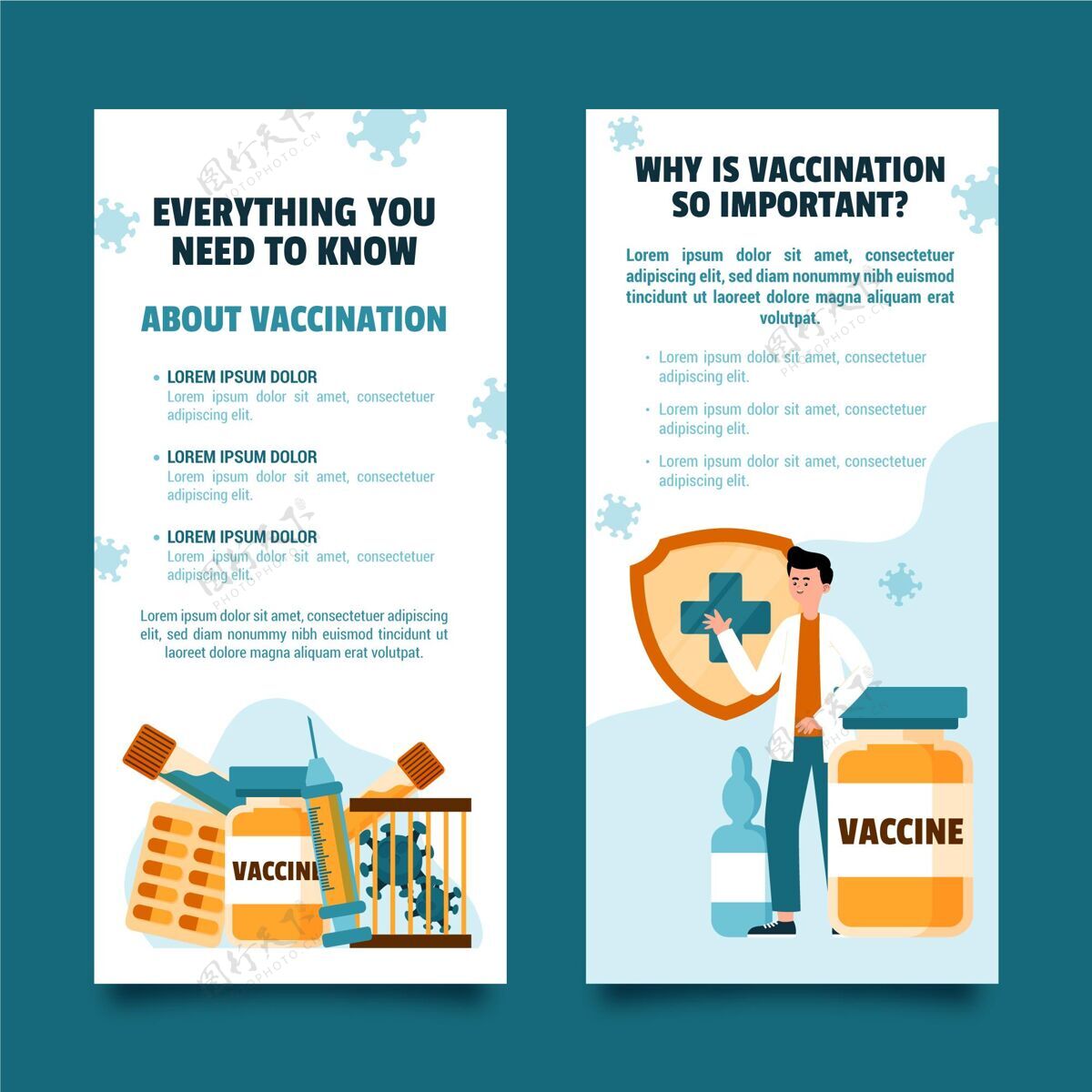 信息绘制冠状病毒疫苗宣传手册健康危险疾病