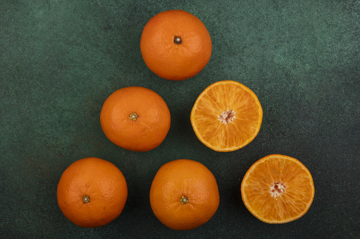 五颜六色侧视图橙色的绿色背景水果色风景橙色