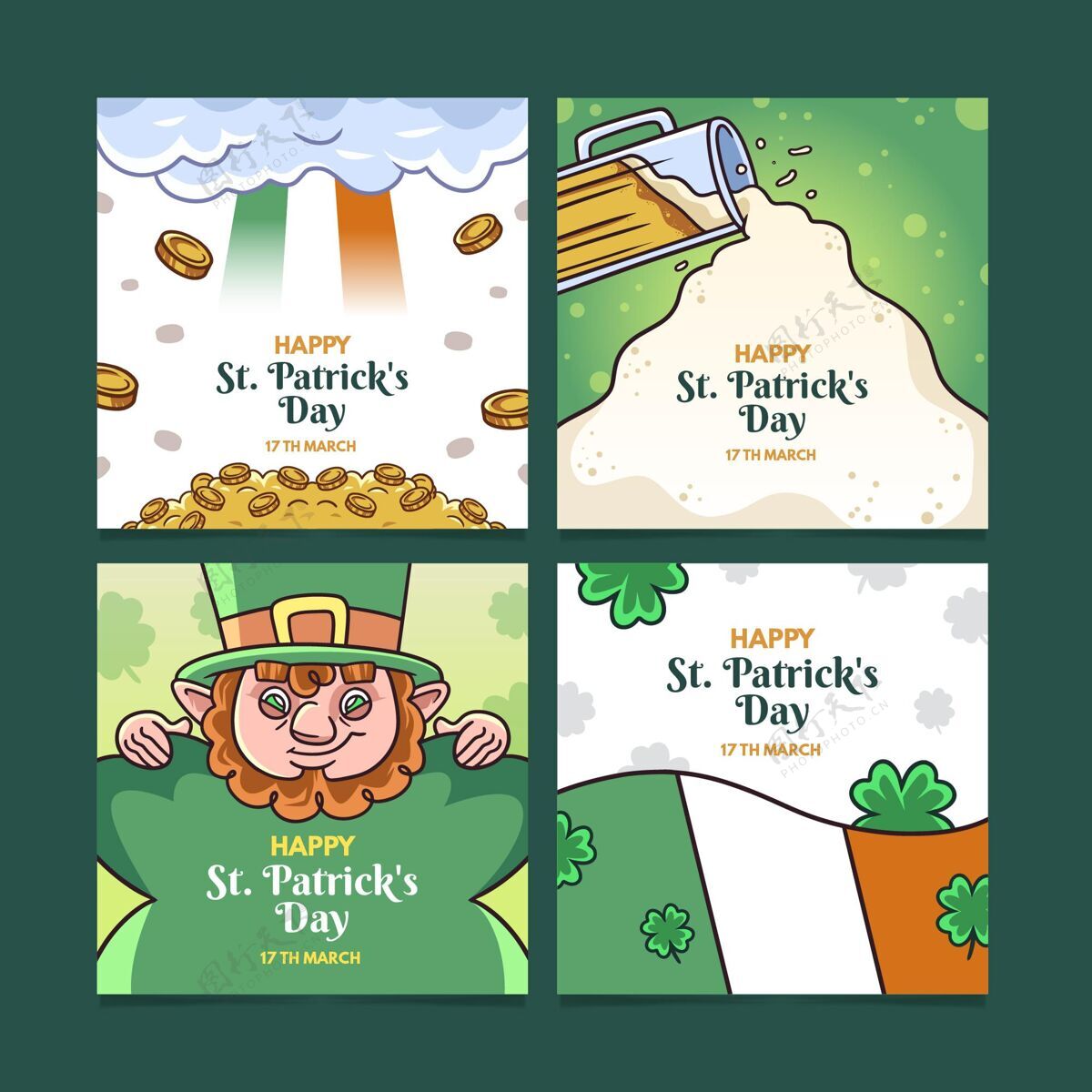 文化收集圣帕特里克节instagram帖子爱尔兰啤酒节日