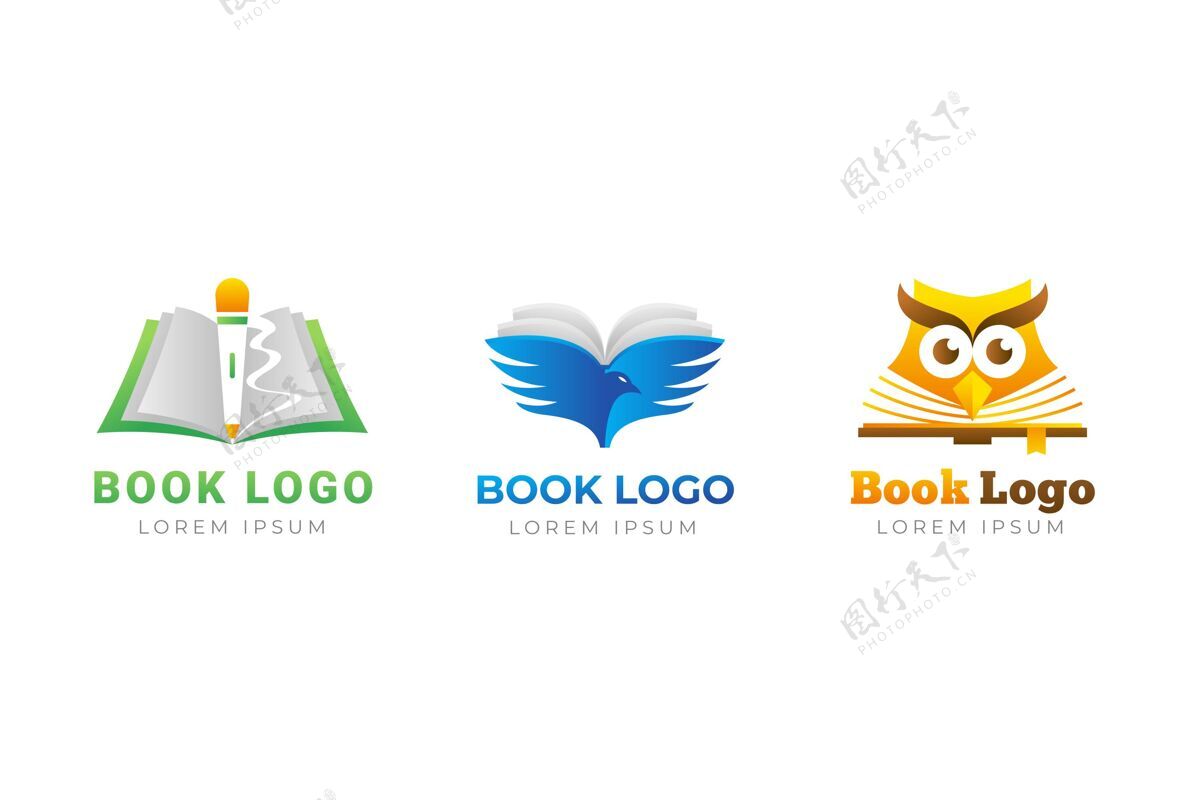 书籍标志可爱的梯度书标志模板收集标语标志模板企业形象