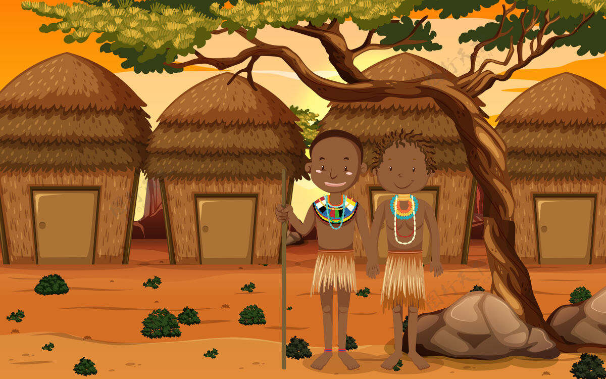男人非洲部落的少数民族在自然中穿着传统服装自然自然女人
