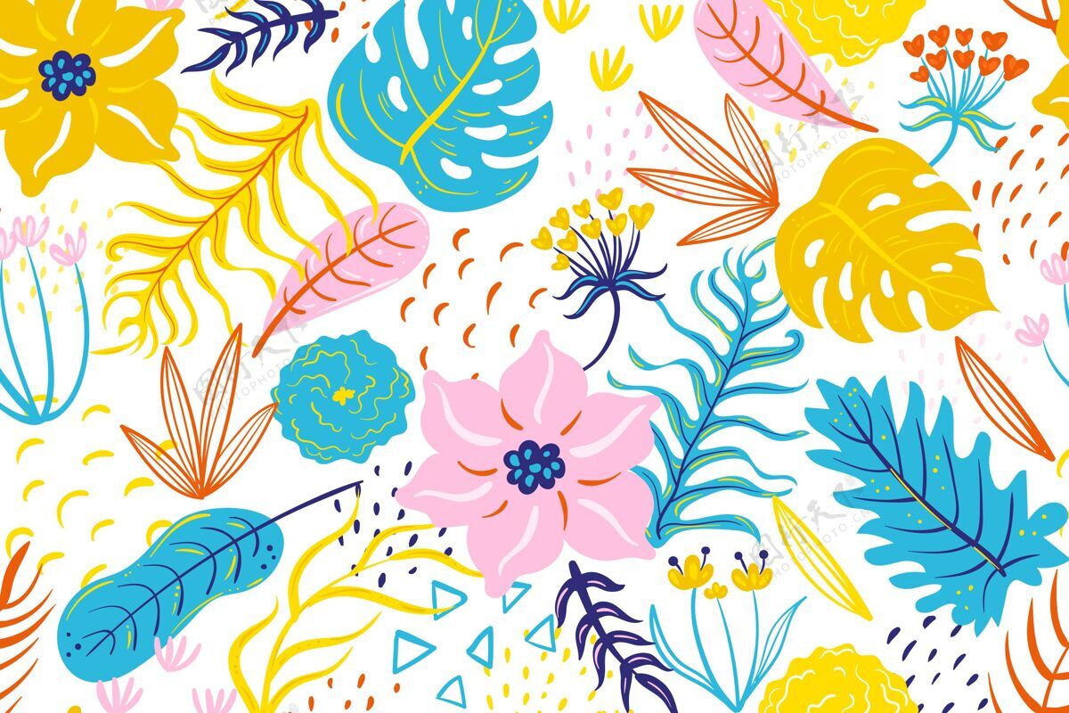 绘画彩绘热带花卉图案花卉创意自然