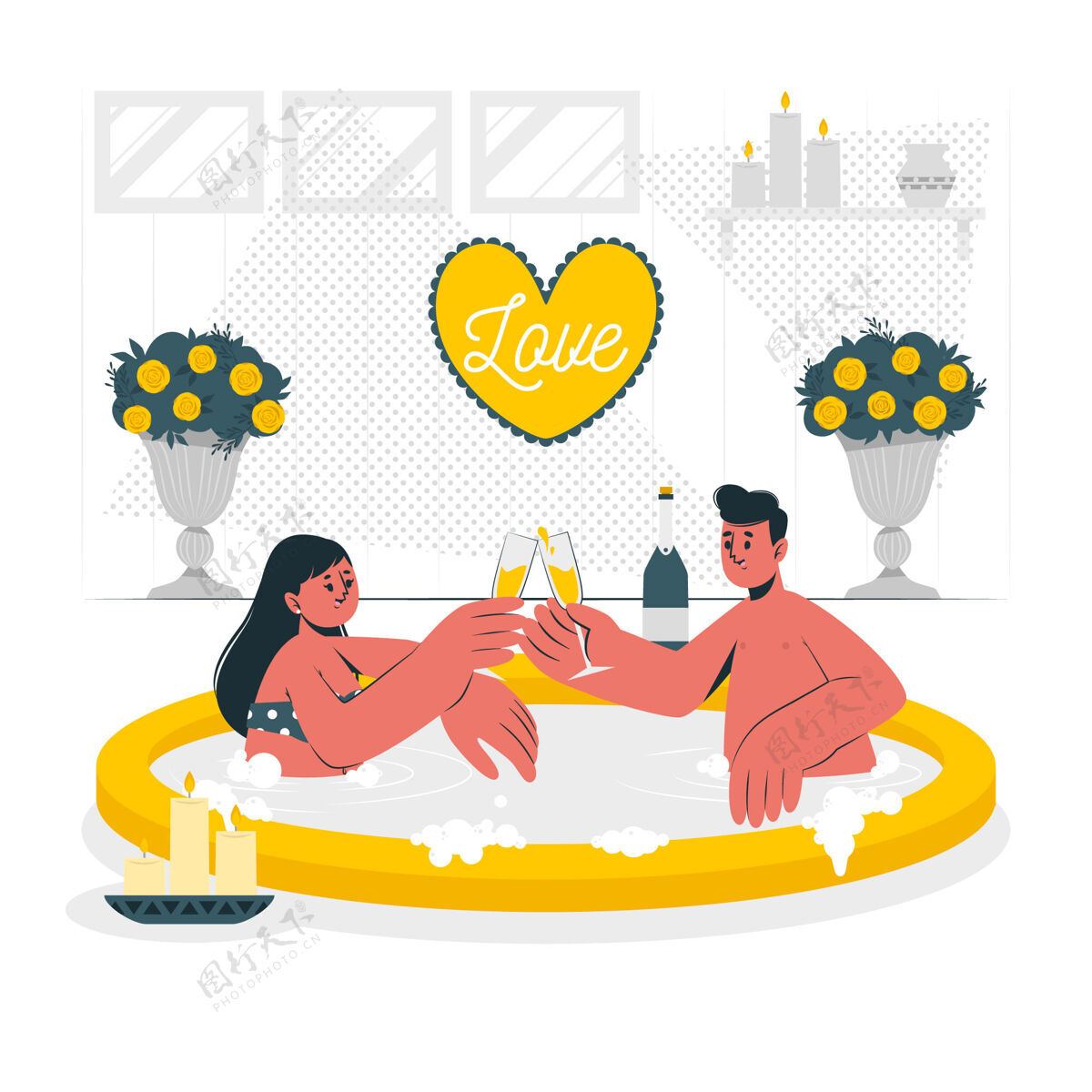 人按摩浴缸里的情侣？概念图放松水夫妻