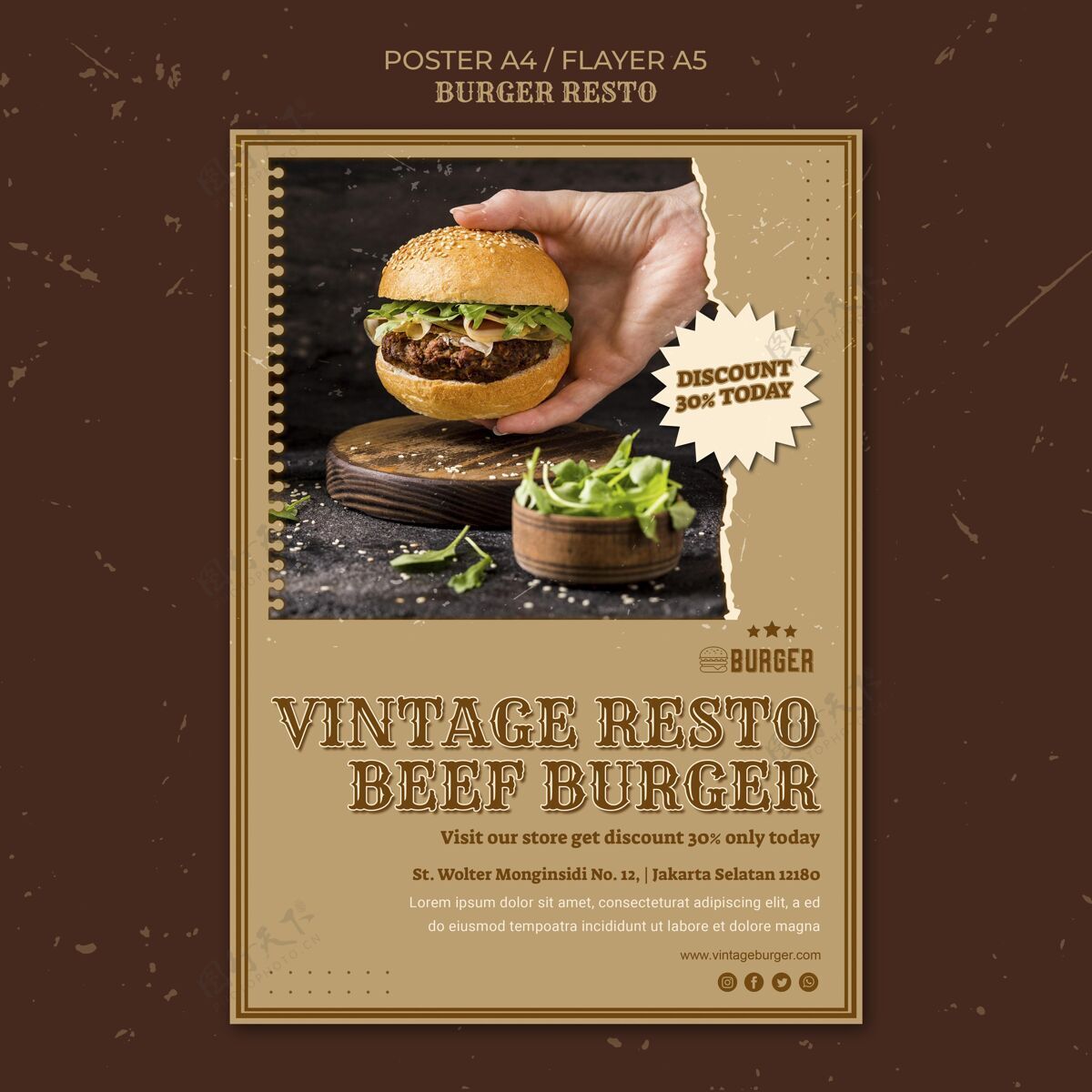 美食汉堡餐厅海报模板印刷模板海报传单