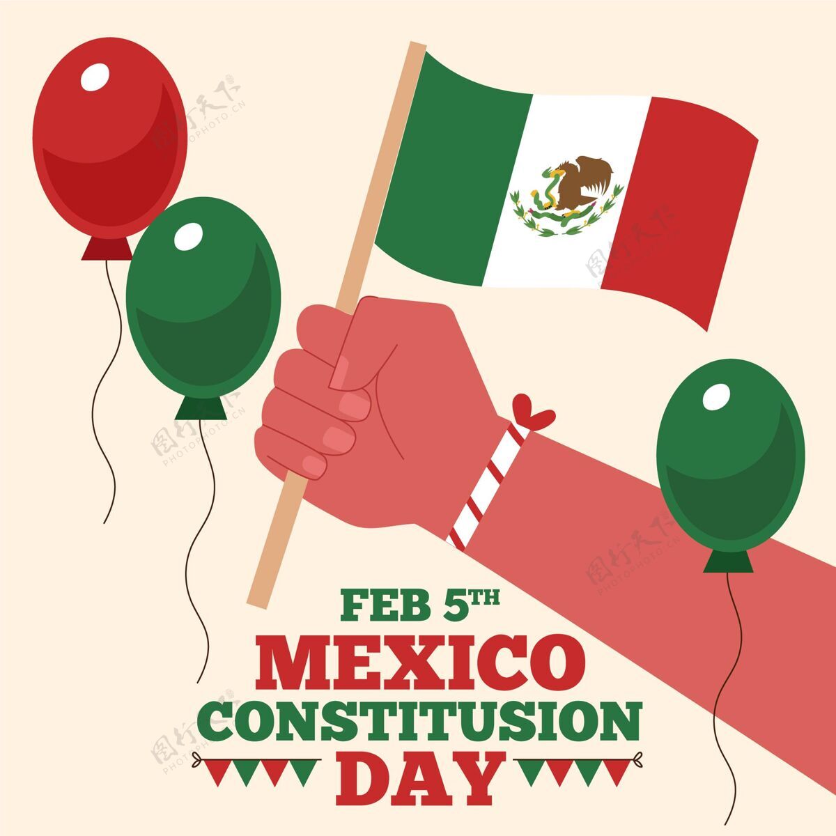 国家手绘墨西哥宪法日墨西哥手绘爱国主义