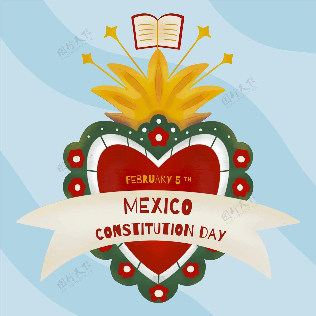 节日手绘墨西哥宪法日手绘权利民主