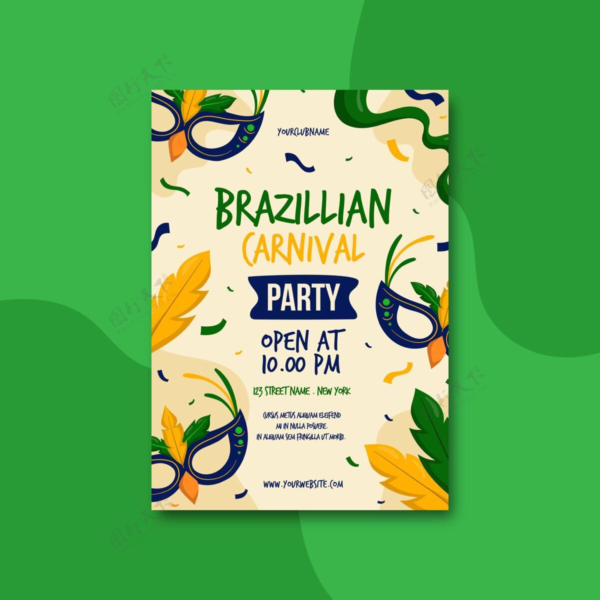 庆祝逼真的巴西嘉年华海报活动传单狂欢节
