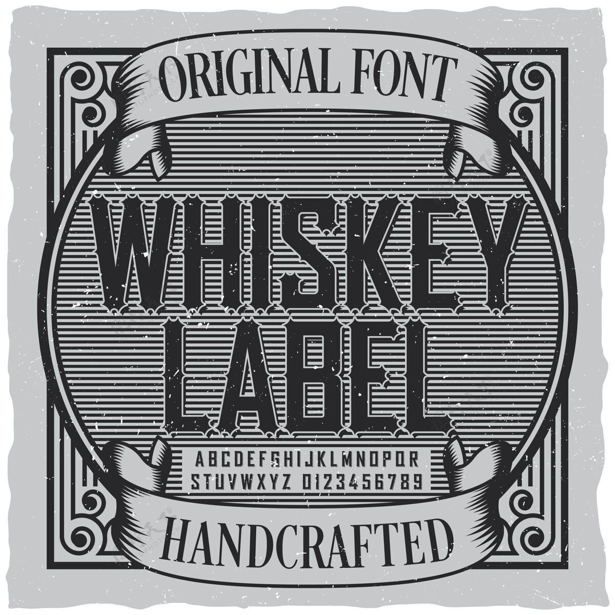 设计威士忌标签字体标签黑色酒精威士忌