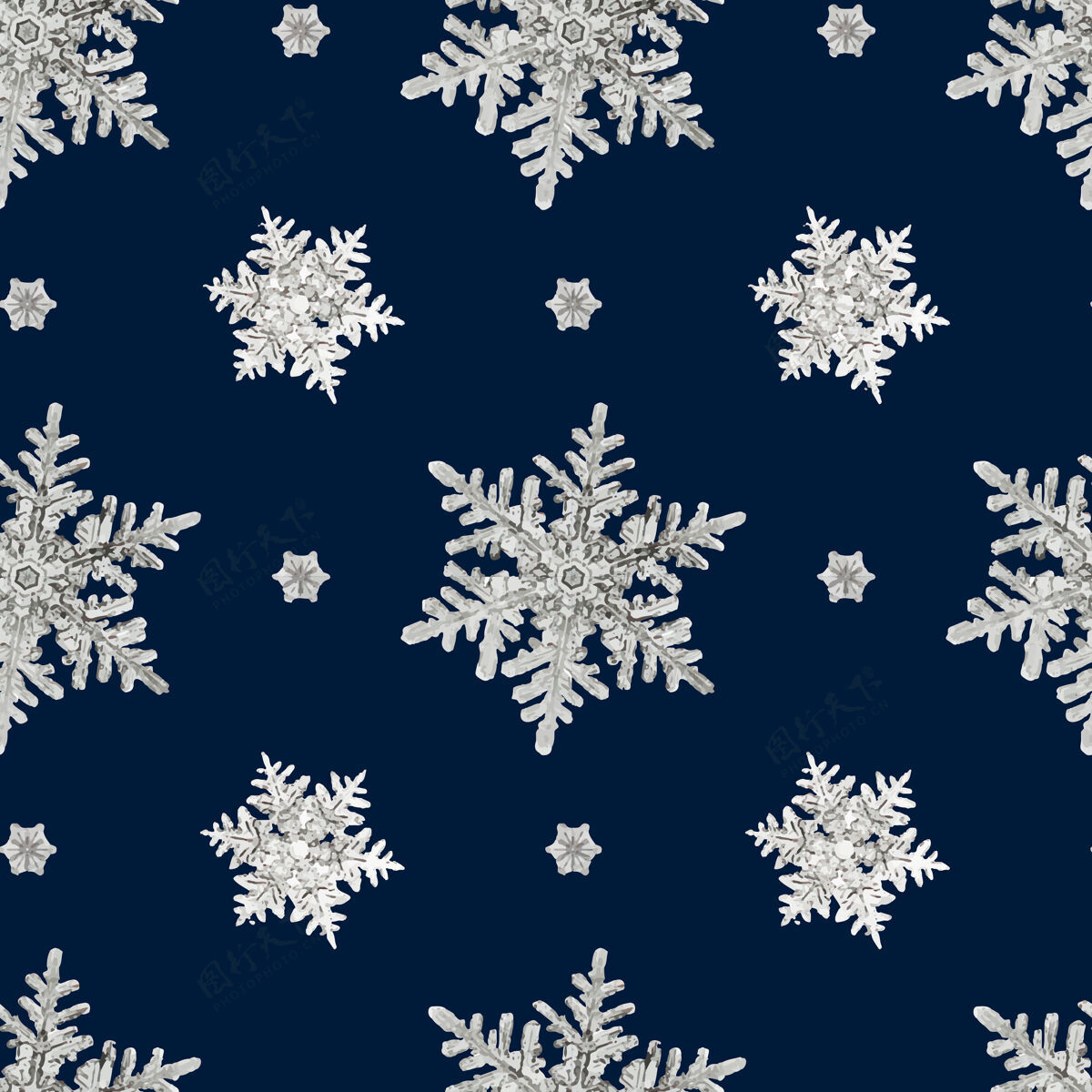 雪花蓝色圣诞雪花无缝图案霜冻装饰可印刷