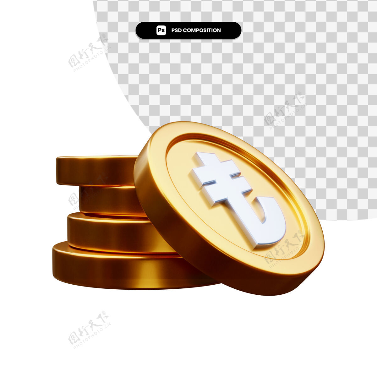 渲染一堆金币在3d渲染隔离投资金融商业